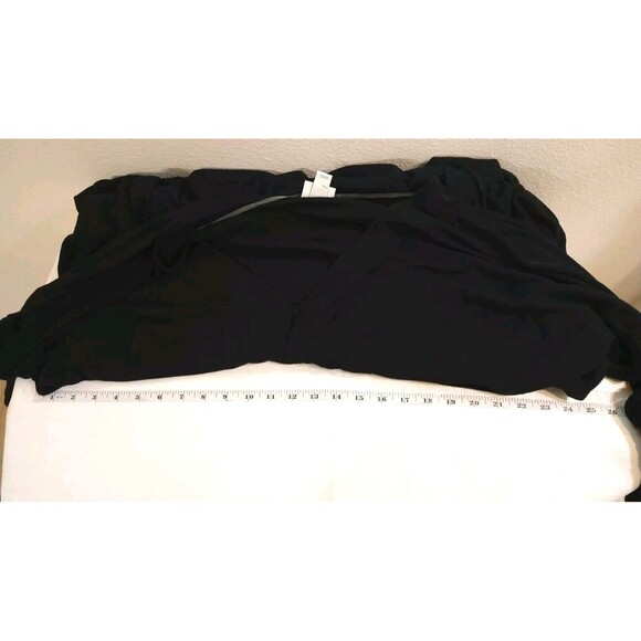 AVA & VIV WOMANS 3X BLACK MIDI DRESS 3/4 SLEEVE V NECK RIPPLE W/ POCKETS COMFY - Picture 9 of 10